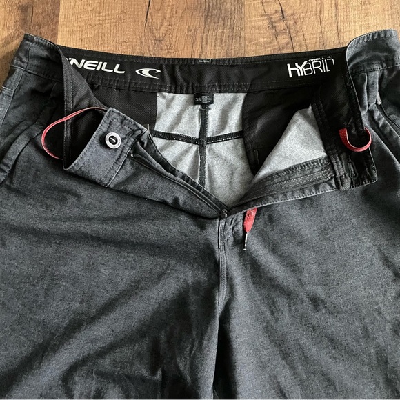O’Neill Hybrid charcoal black/grey Shorts size 36 with front & back zip pockets - Picture 14 of 14